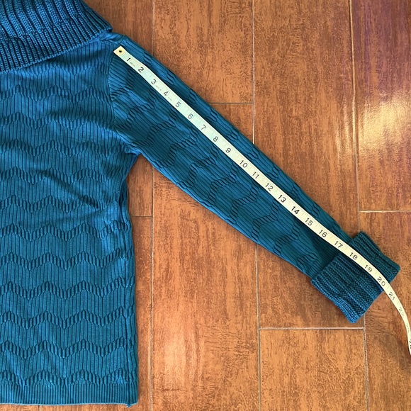 Teal Split Collar Mock Turtleneck - Picture 7 of 13